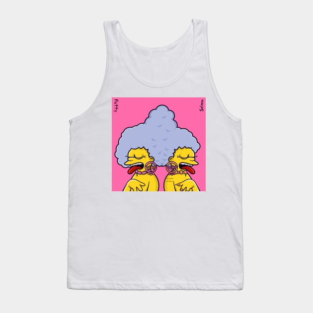 Simpsons WAP Megan thee Stallion Cardi B Patty and Selma Tank Top by jimmy-digital